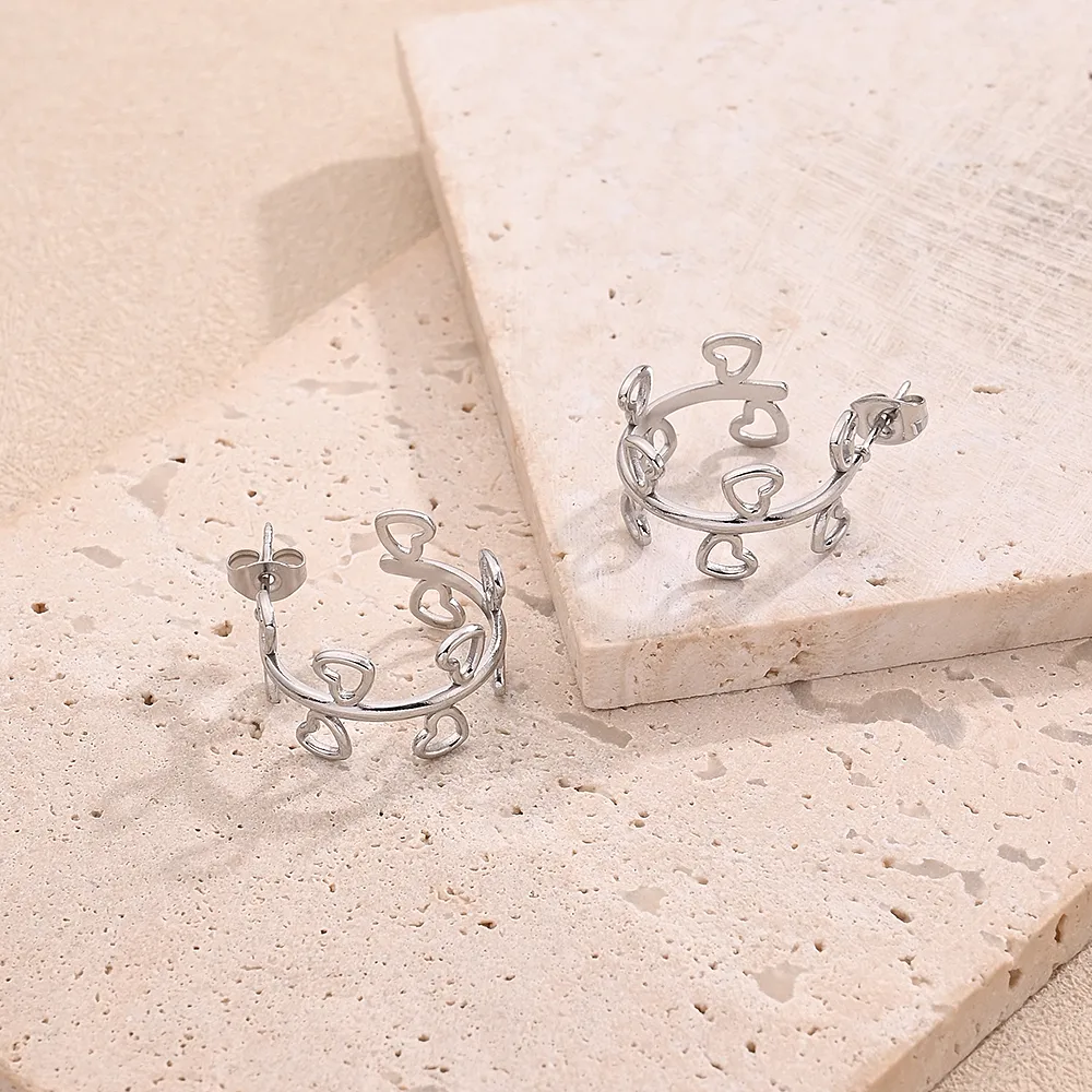 1 Pair/Package Casual Modern Style Simple Style Red Heart Handmade Polishing Plating 304 Stainless Steel 18K Gold Plated Plating Color Rose Gold Plated Earrings display picture 6