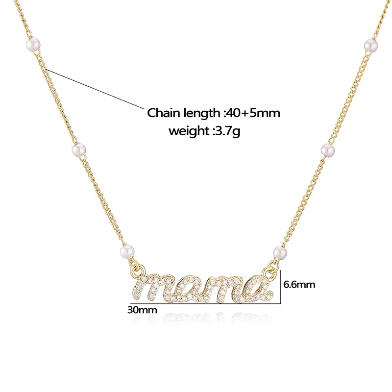 Sweet Simple Style Letter Copper Plating Inlay Artificial Pearls Zircon 18K Gold Plated Mother'S Day Women's Pendant Necklace display picture 3