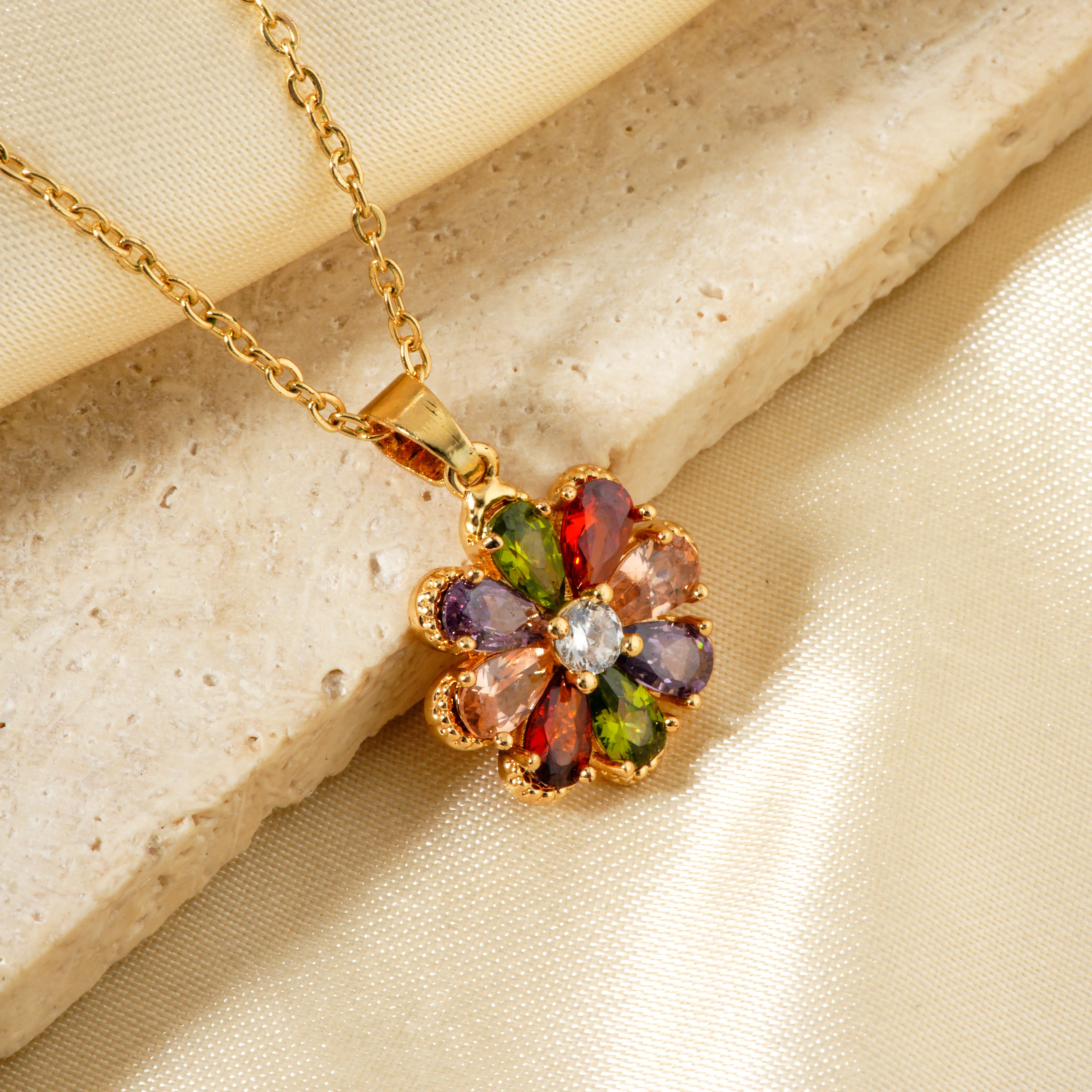 Modern Style Classic Style Anchor Flower 304 Stainless Steel Copper Three-dimensional Inlay Zircon Rhodium Plated Women's Pendant Necklace display picture 8