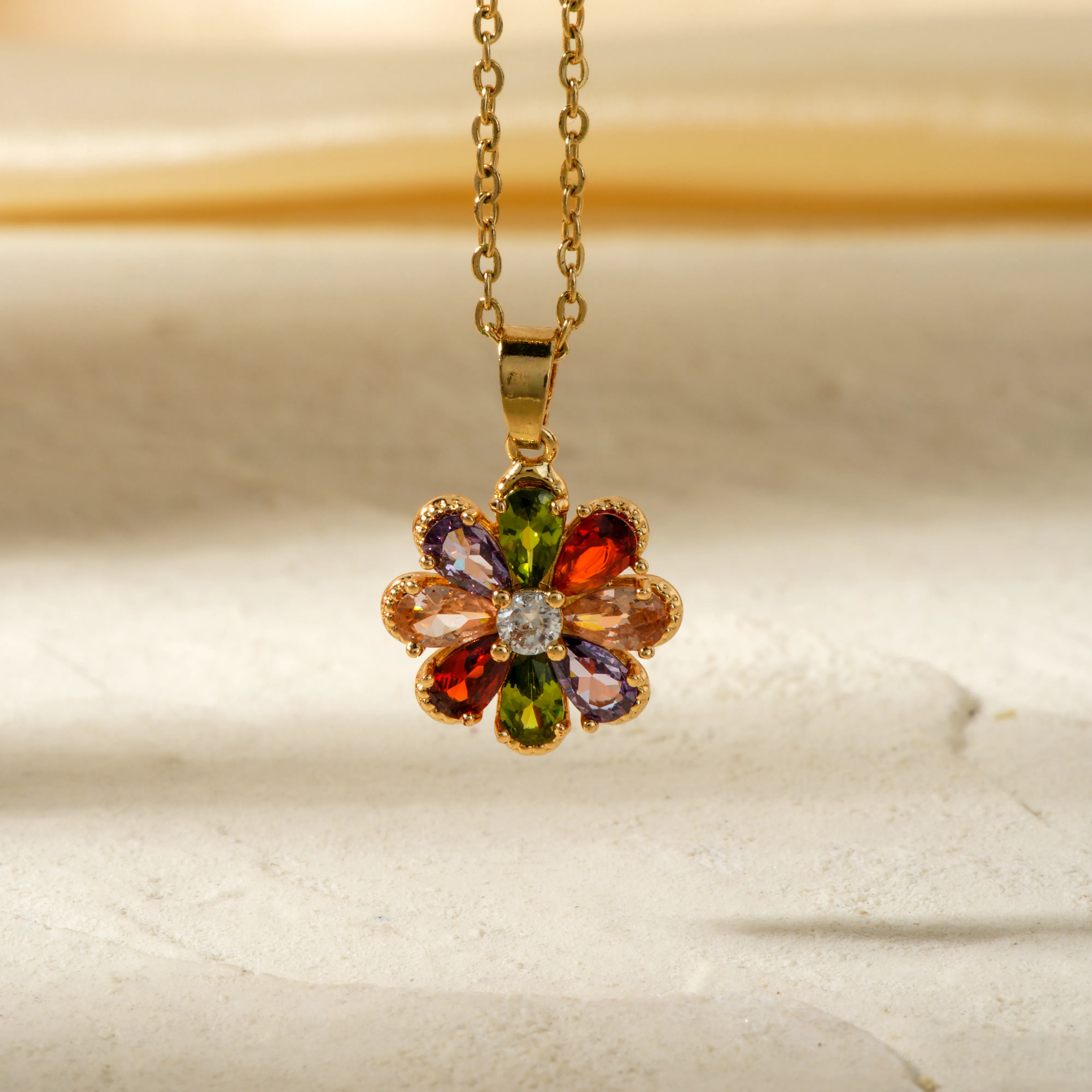 Modern Style Classic Style Anchor Flower 304 Stainless Steel Copper Three-dimensional Inlay Zircon Rhodium Plated Women's Pendant Necklace display picture 10