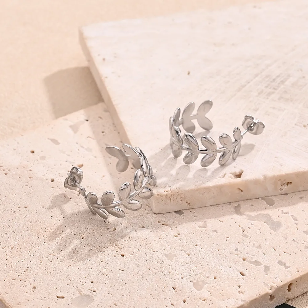 1 Pair/Package Casual Modern Style Simple Style Leaf Multicolor Simple Handmade Polishing Plating 304 Stainless Steel 18K Gold Plated Colorful Plating Rose Gold Plated Ear Studs display picture 2