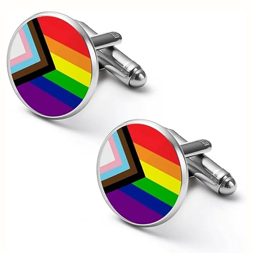 1 Pair Formal Commute Rainbow Alloy Glass Men's Cufflinks display picture 1