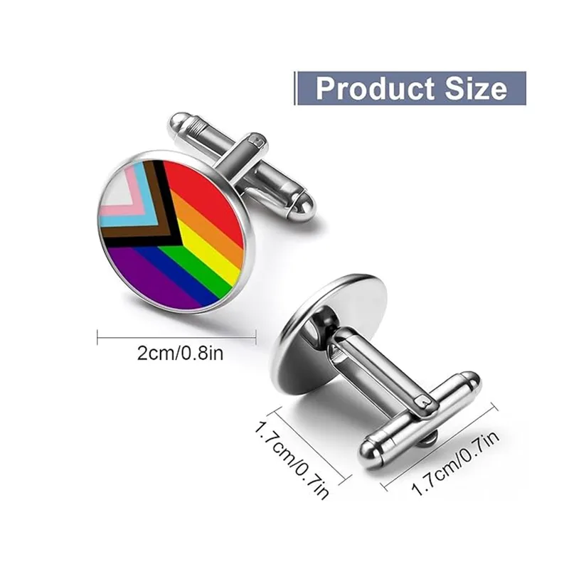 1 Pair Formal Commute Rainbow Alloy Glass Men's Cufflinks display picture 3