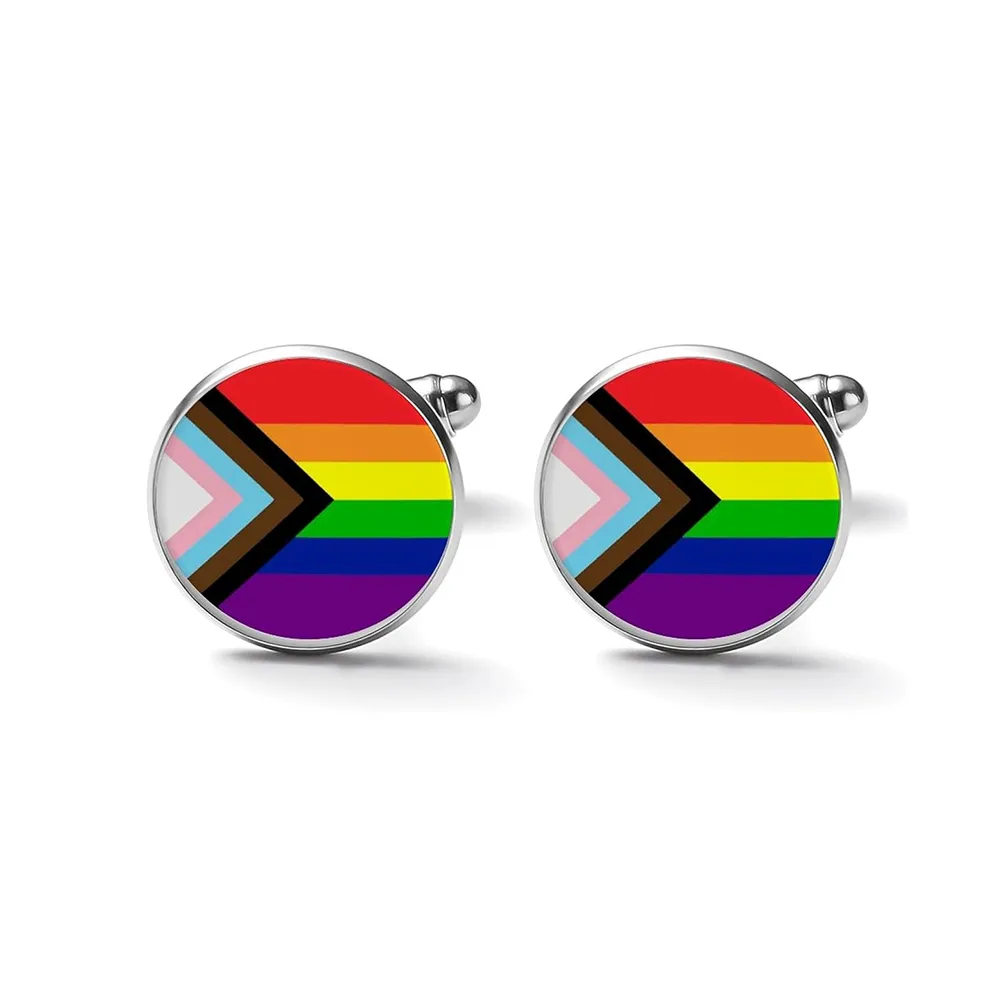 1 Pair Formal Commute Rainbow Alloy Glass Men's Cufflinks display picture 2