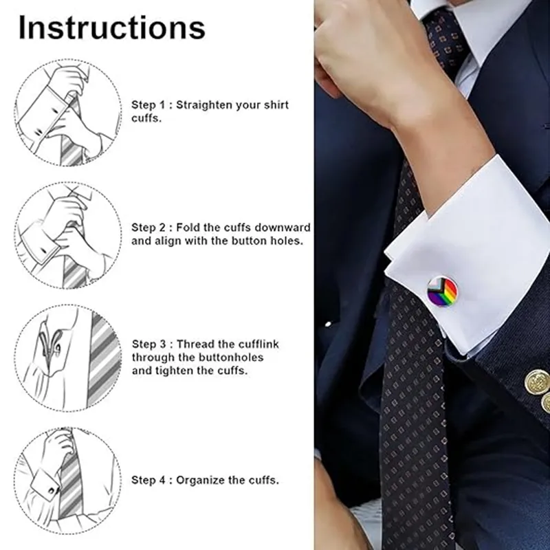 1 Pair Formal Commute Rainbow Alloy Glass Men's Cufflinks display picture 6