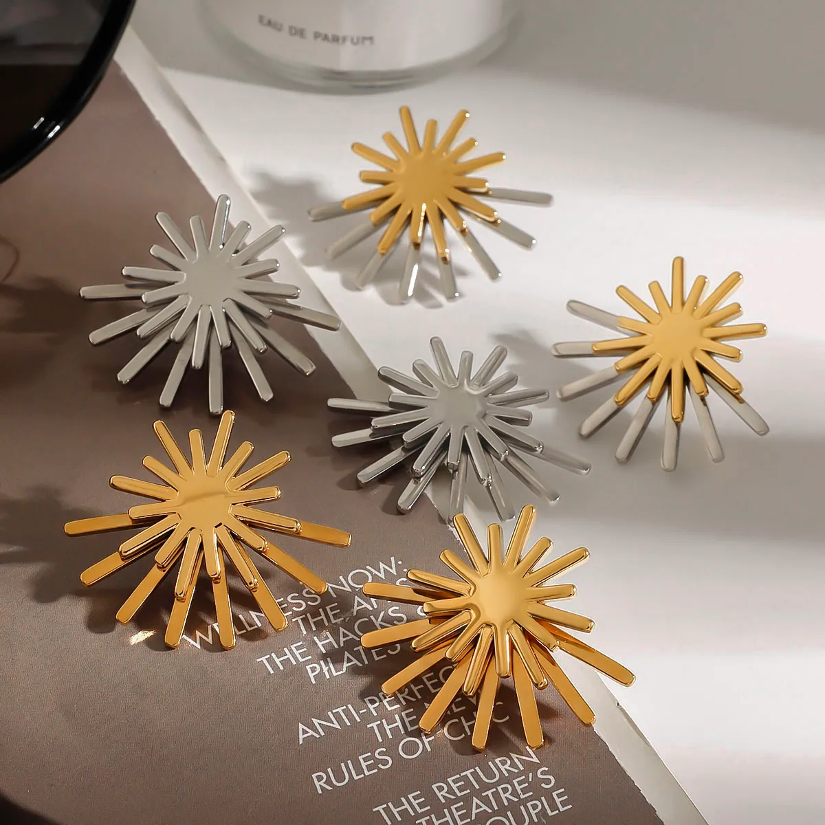 Basic Modern Style Simple Style Geometric Sun 316 Stainless Steel  Earrings Ear Studs display picture 14