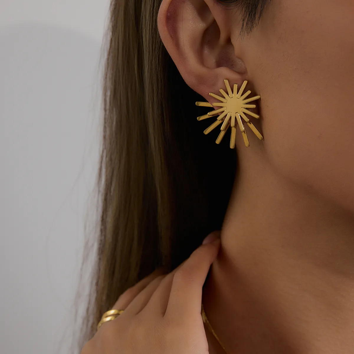 Basic Modern Style Simple Style Geometric Sun 316 Stainless Steel  Earrings Ear Studs display picture 11