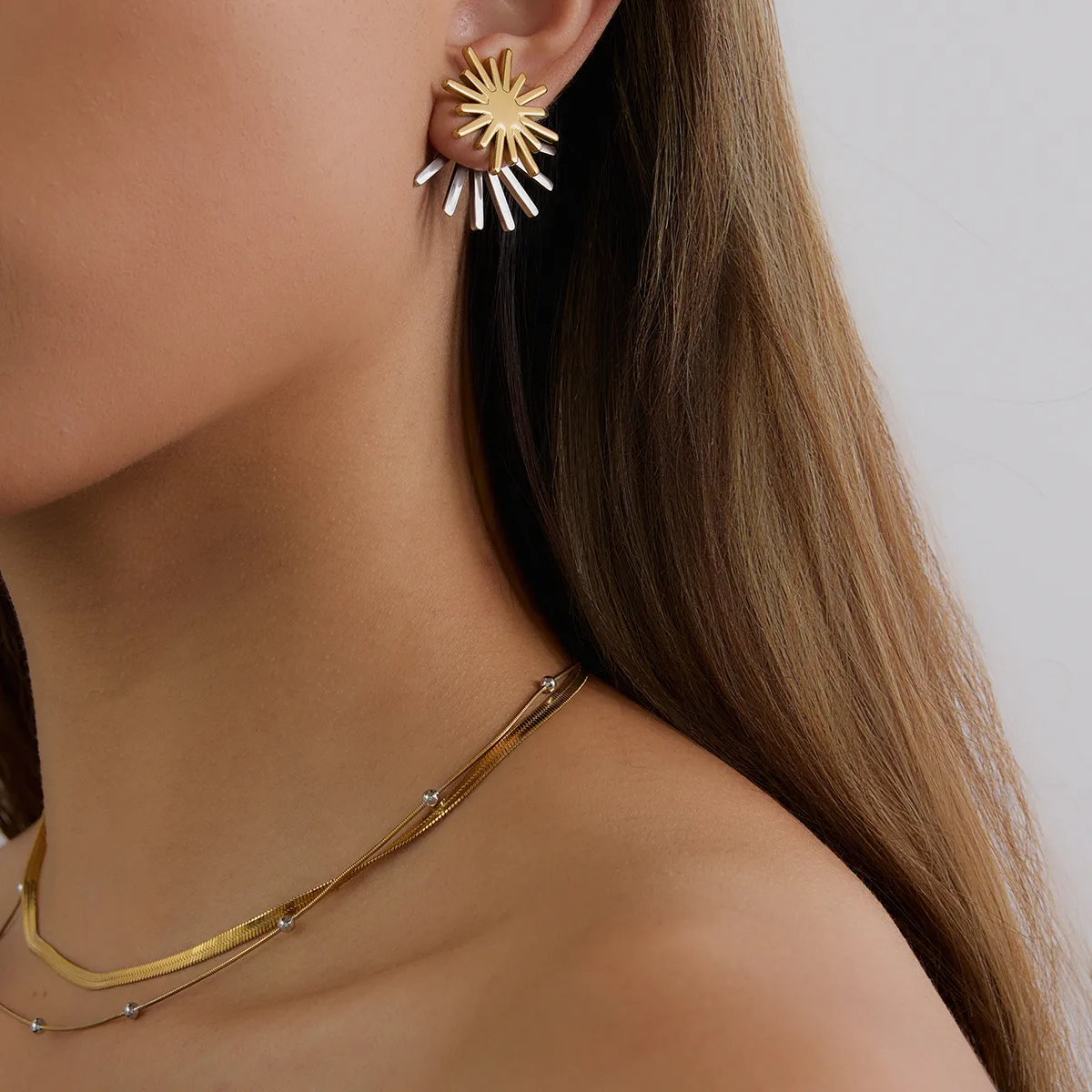 Basic Modern Style Simple Style Geometric Sun 316 Stainless Steel  Earrings Ear Studs display picture 2