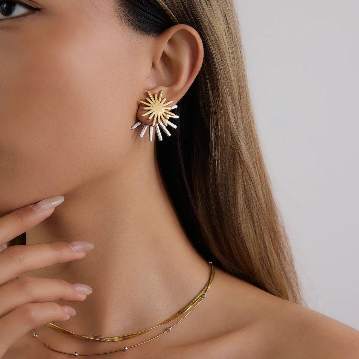 Basic Modern Style Simple Style Geometric Sun 316 Stainless Steel  Earrings Ear Studs display picture 1