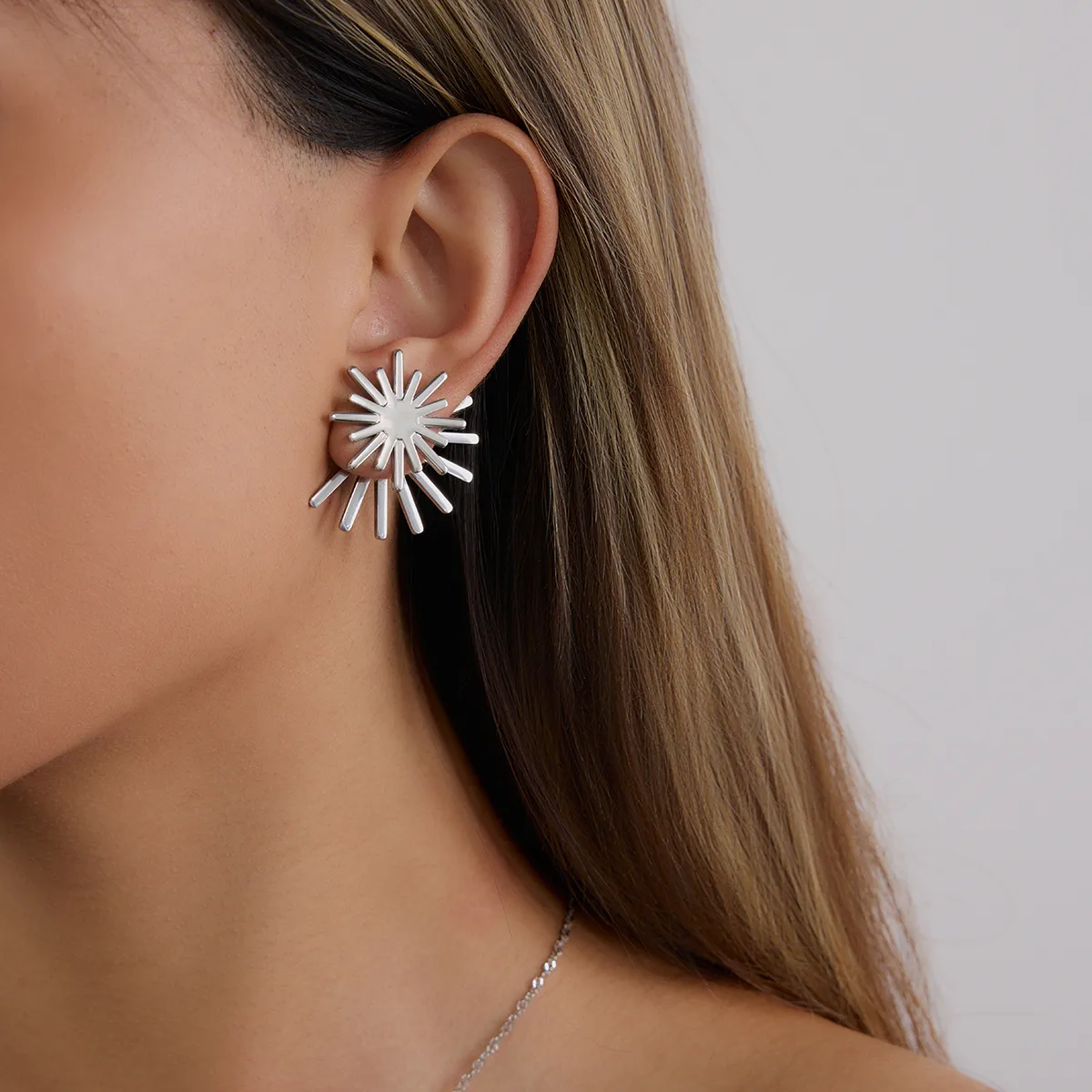 Basic Modern Style Simple Style Geometric Sun 316 Stainless Steel  Earrings Ear Studs display picture 7