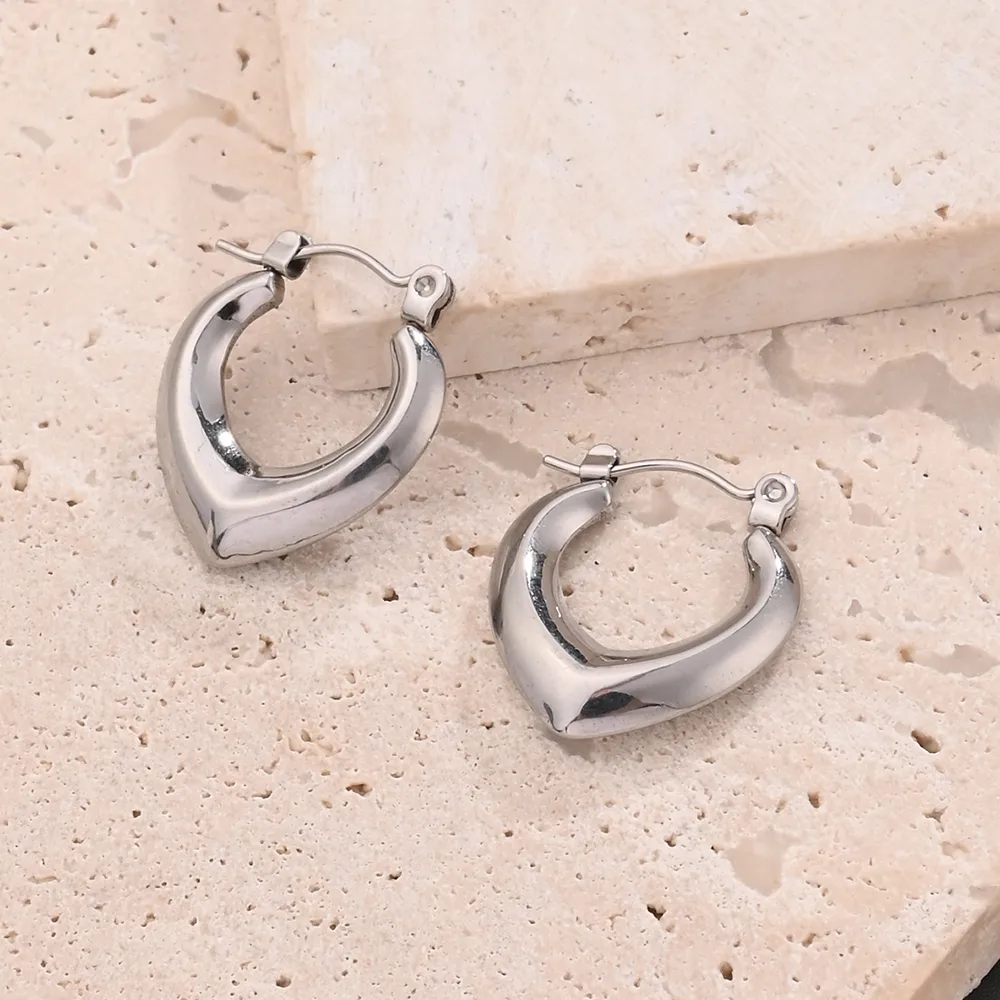 1 Pair/Package Casual Modern Style Simple Style V Shape Handmade Polishing Plating 304 Stainless Steel 18K Gold Plated Colorful Plating Rose Gold Plated Earrings display picture 2
