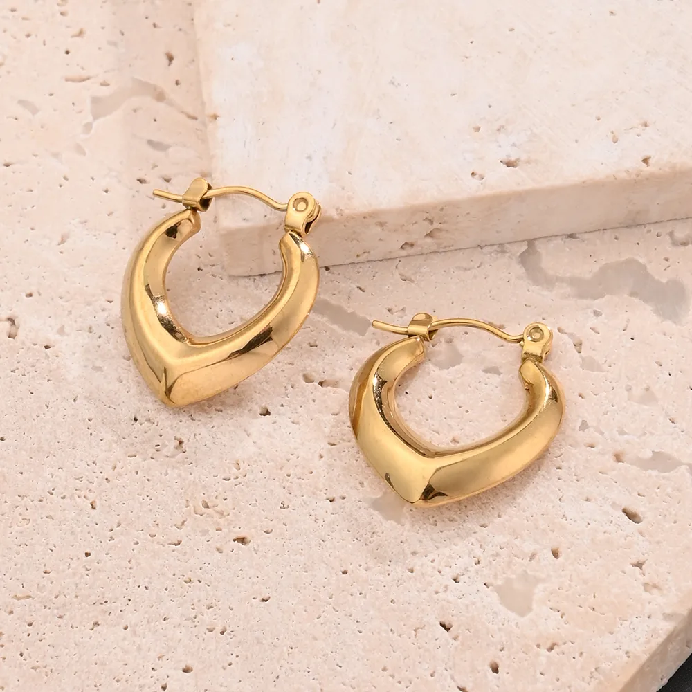 1 Pair/Package Casual Modern Style Simple Style V Shape Handmade Polishing Plating 304 Stainless Steel 18K Gold Plated Colorful Plating Rose Gold Plated Earrings display picture 3