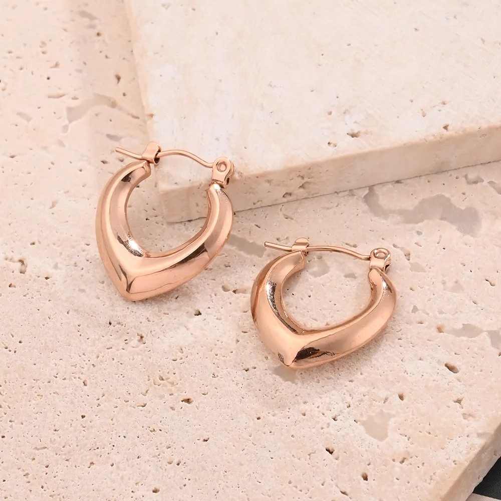 1 Pair/Package Casual Modern Style Simple Style V Shape Handmade Polishing Plating 304 Stainless Steel 18K Gold Plated Colorful Plating Rose Gold Plated Earrings display picture 4
