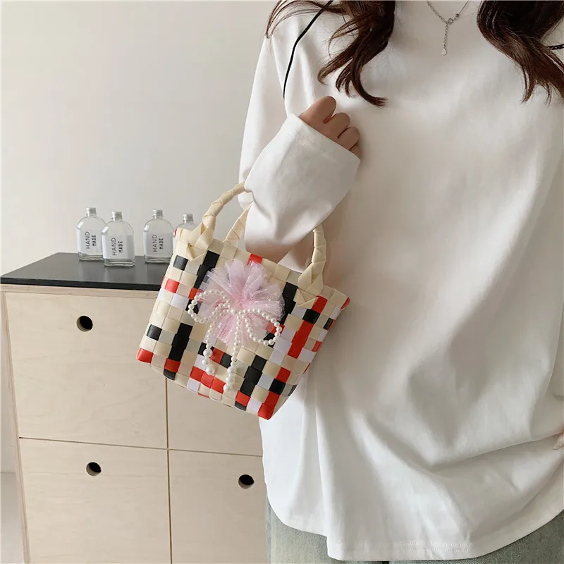 Women's Braid Animal Plaid Cute Square Open Handbag display picture 3