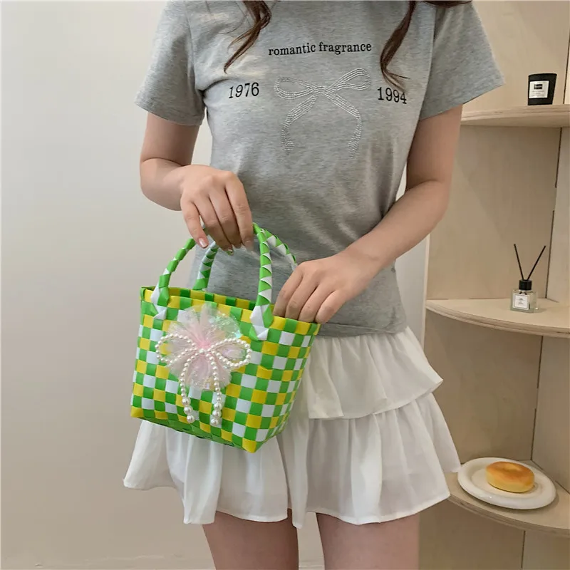 Women's Braid Animal Plaid Cute Square Open Handbag display picture 4