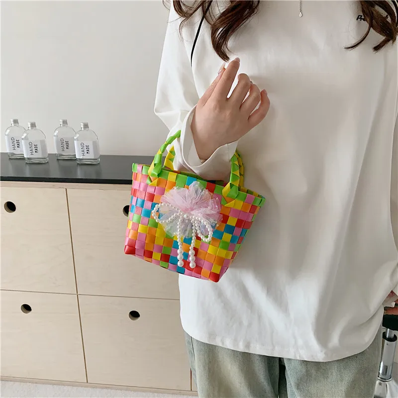 Women's Braid Animal Plaid Cute Square Open Handbag display picture 6