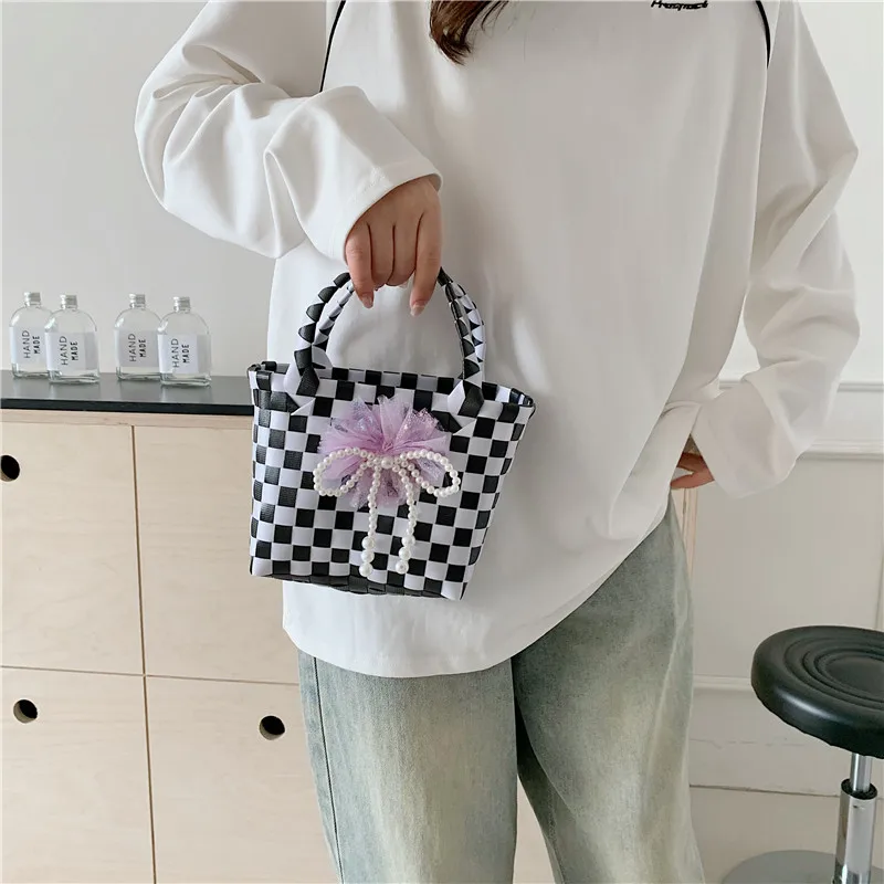 Women's Braid Animal Plaid Cute Square Open Handbag display picture 5