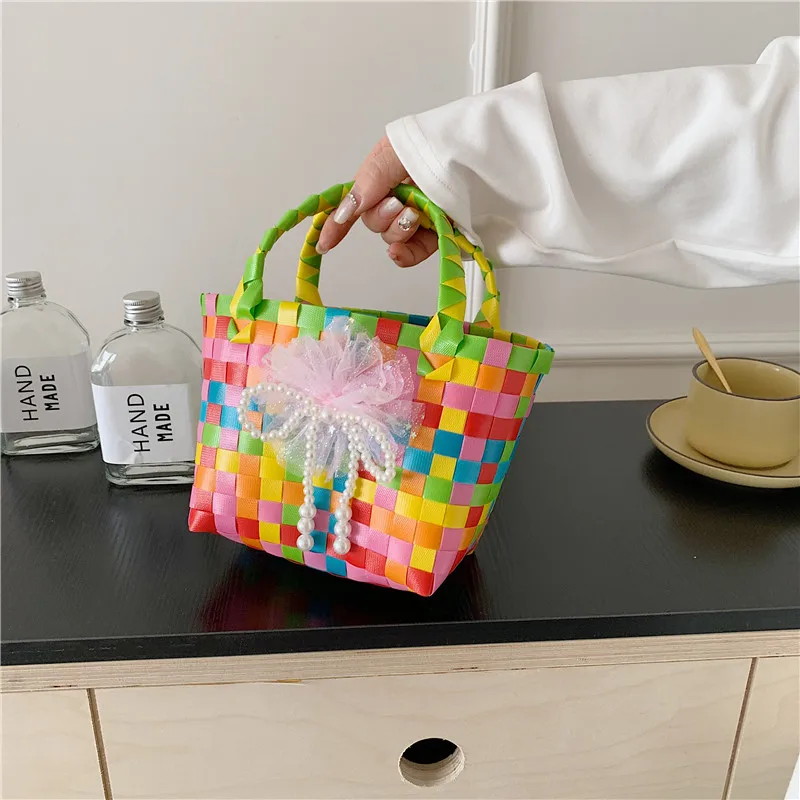 Women's Braid Animal Plaid Cute Square Open Handbag display picture 7