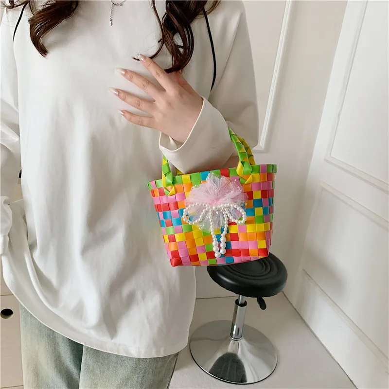 Women's Braid Animal Plaid Cute Square Open Handbag display picture 11