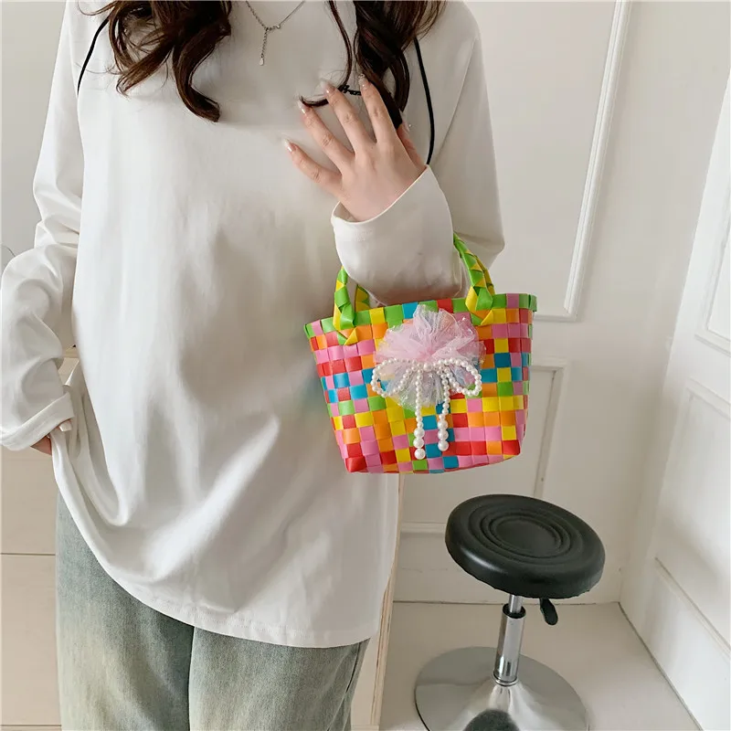 Women's Braid Animal Plaid Cute Square Open Handbag display picture 10