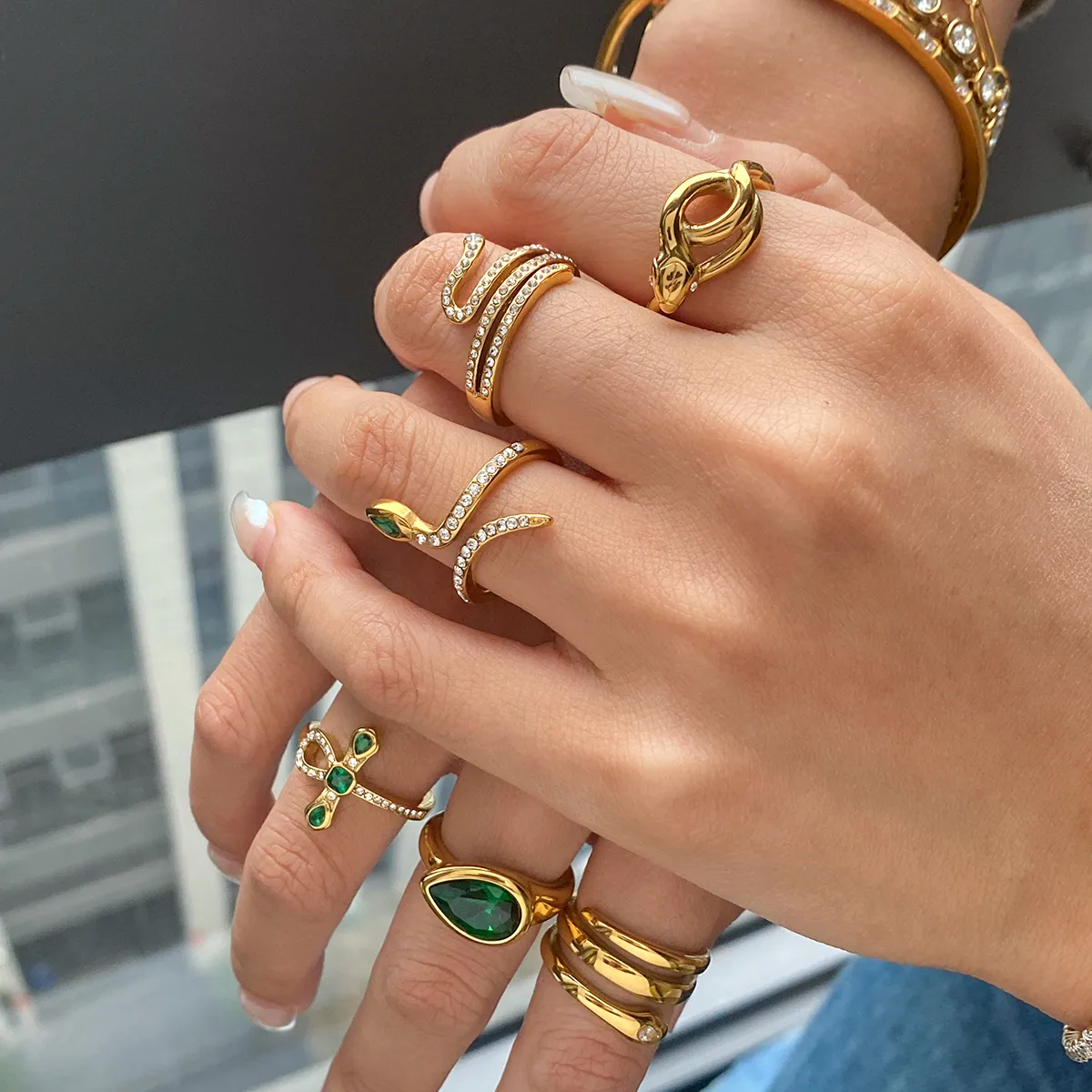 Basic Classic Style Commute Snake 316 Stainless Steel  Women's Rings display picture 1