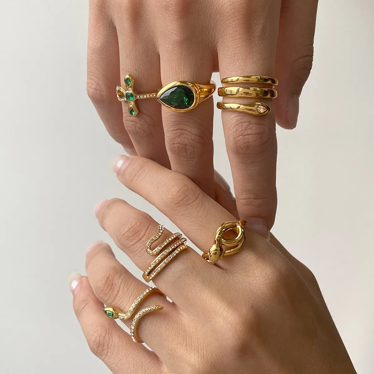 Basic Classic Style Commute Snake 316 Stainless Steel  Women's Rings display picture 3