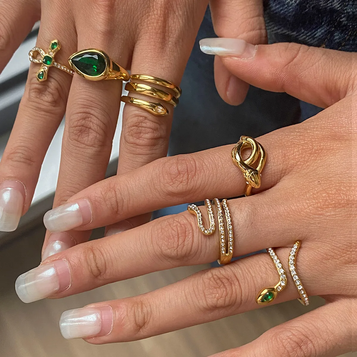 Basic Classic Style Commute Snake 316 Stainless Steel  Women's Rings display picture 4
