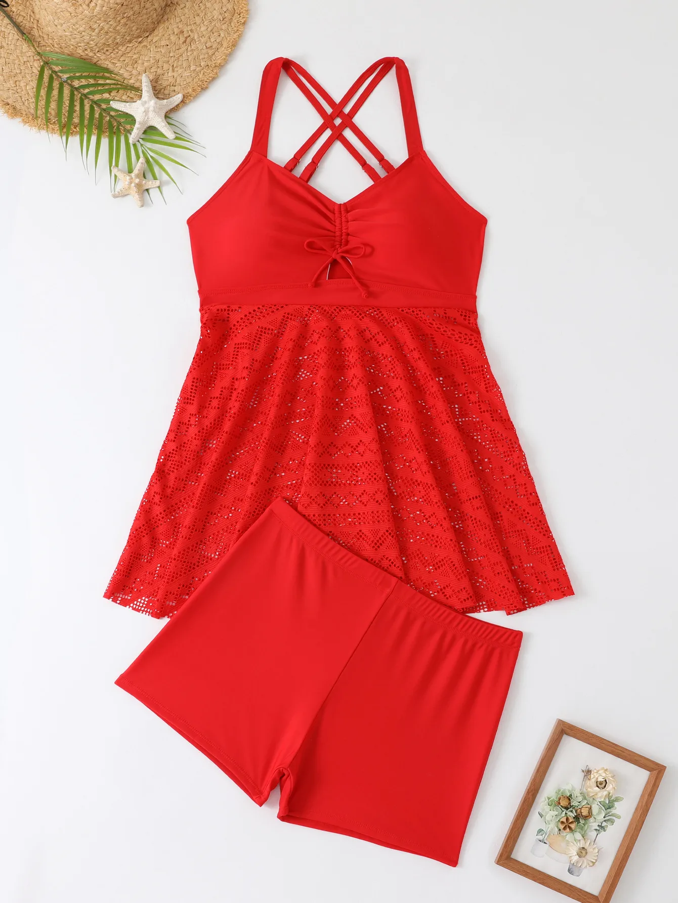 Women's Bohemian Solid Color 2 Pieces Set One Piece Swimwear display picture 17