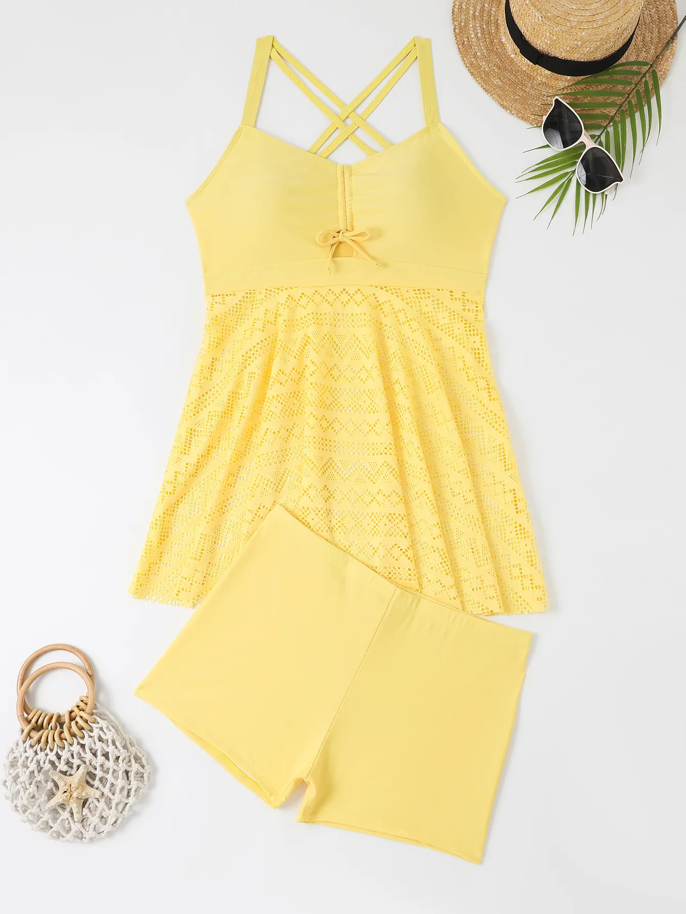 Women's Bohemian Solid Color 2 Pieces Set One Piece Swimwear display picture 29