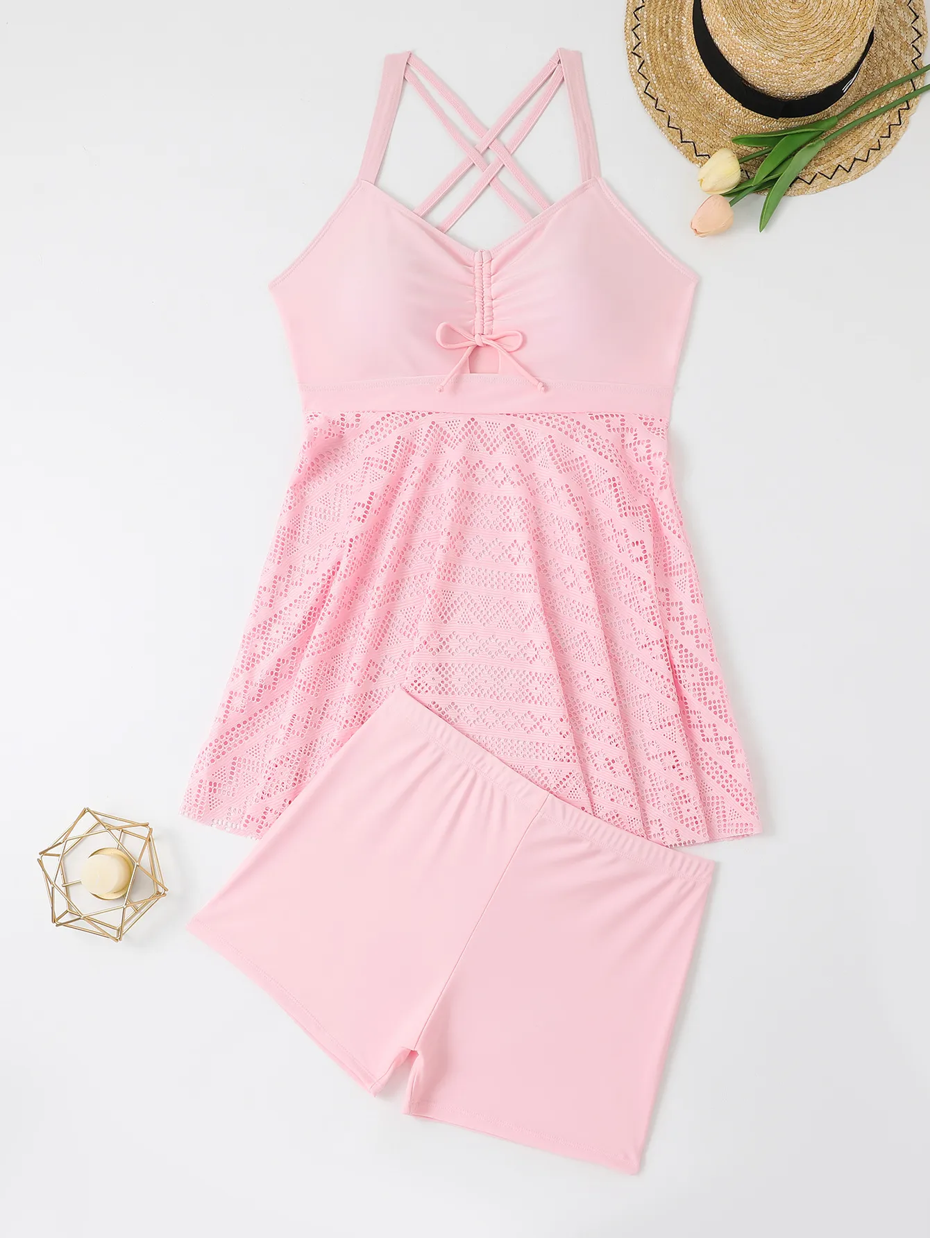 Women's Bohemian Solid Color 2 Pieces Set One Piece Swimwear display picture 35