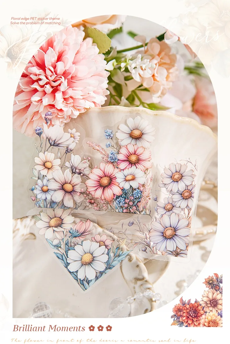 Flower Learning Craft Class PET Cartoon Style Vintage Style Stickers display picture 3