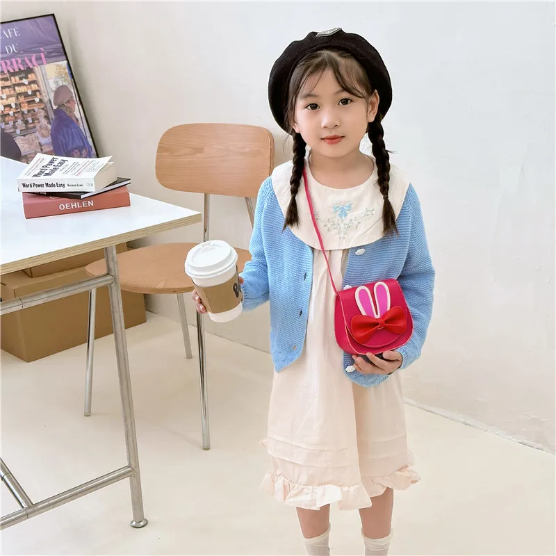 Girl'S Pu Leather Animal Bow Knot Cute Square Magnetic Buckle Crossbody Bag display picture 3