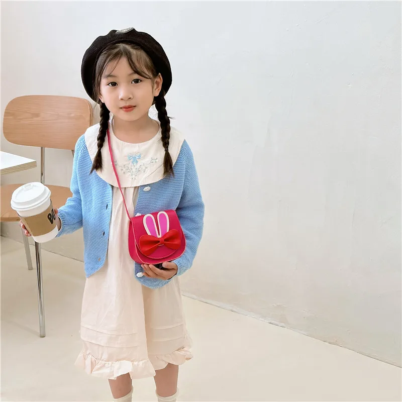 Girl'S Pu Leather Animal Bow Knot Cute Square Magnetic Buckle Crossbody Bag display picture 4