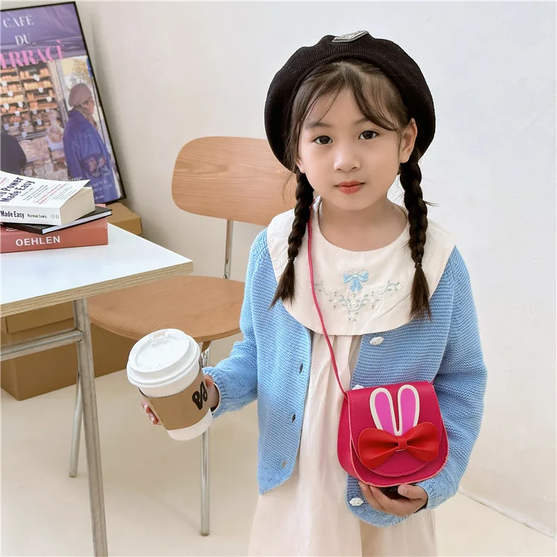 Girl'S Pu Leather Animal Bow Knot Cute Square Magnetic Buckle Crossbody Bag display picture 8