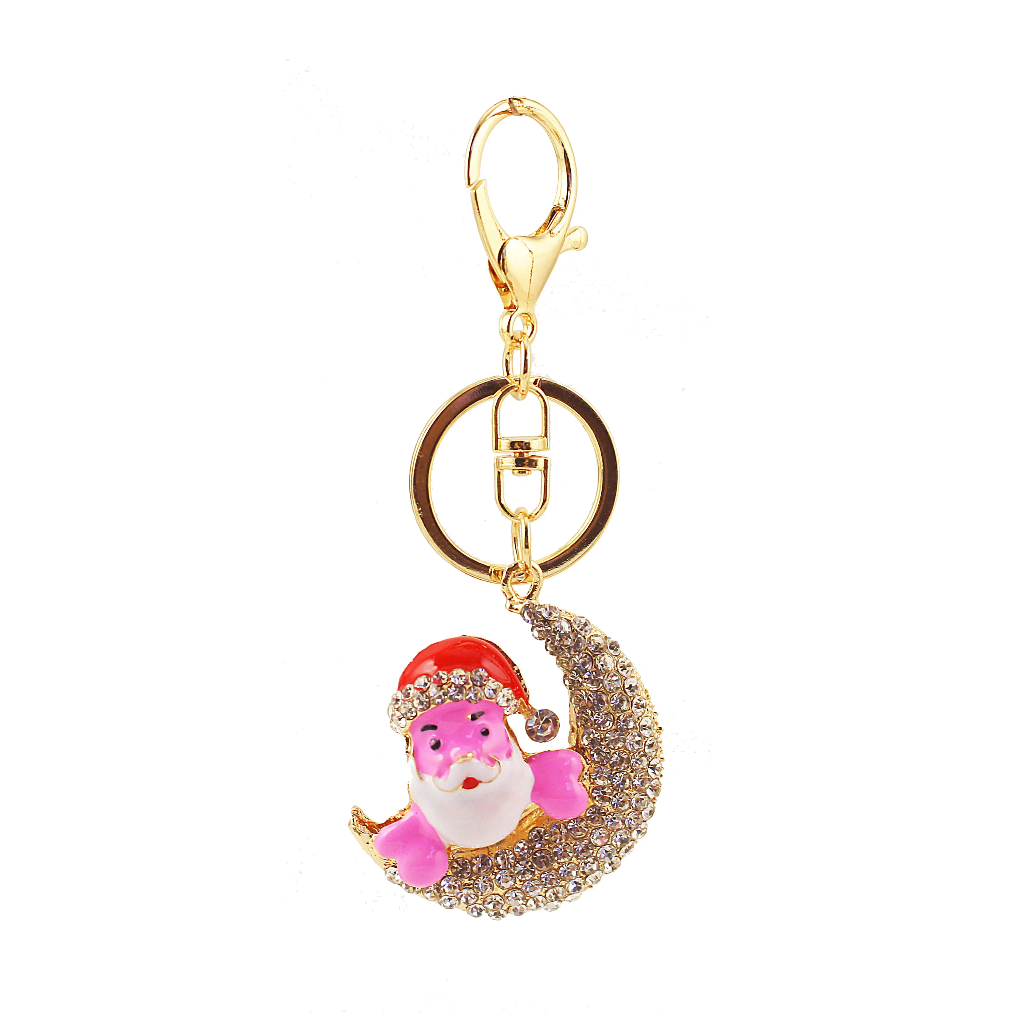 1 Piece Sweet Simple Style Moon Alloy Inlay Rhinestones Unisex Keychain display picture 4