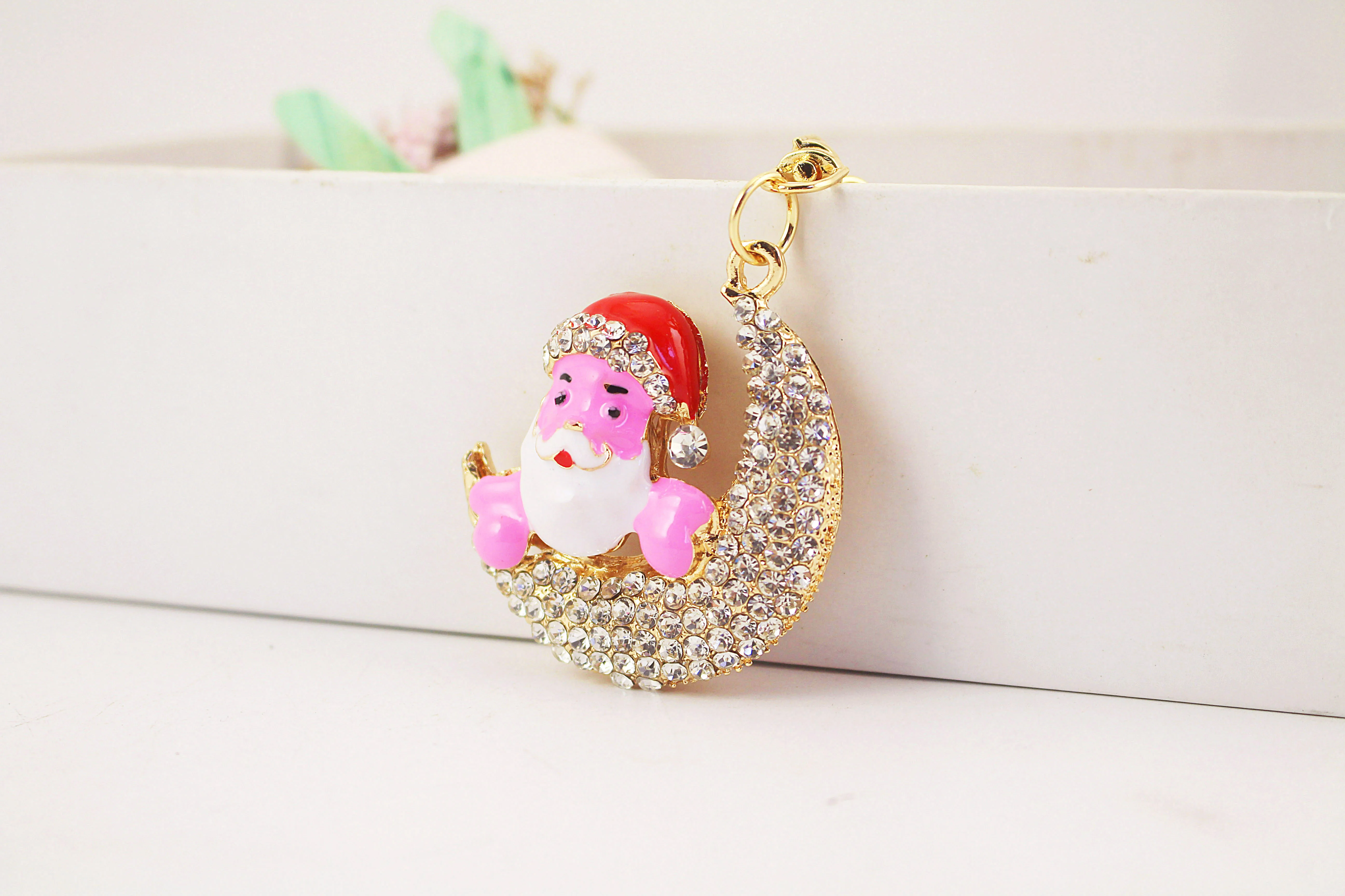 1 Piece Sweet Simple Style Moon Alloy Inlay Rhinestones Unisex Keychain display picture 1