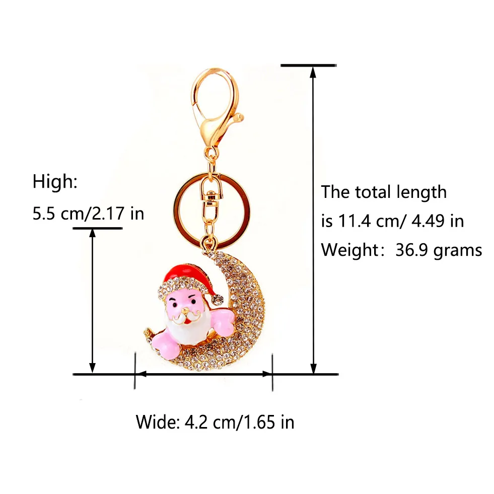 1 Piece Sweet Simple Style Moon Alloy Inlay Rhinestones Unisex Keychain display picture 6