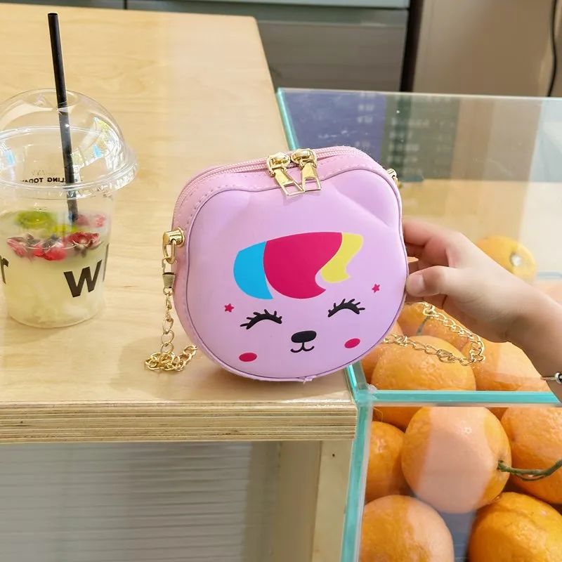 Kid'S Pu Leather Animal Cartoon Cute Round Zipper Shoulder Bag display picture 42