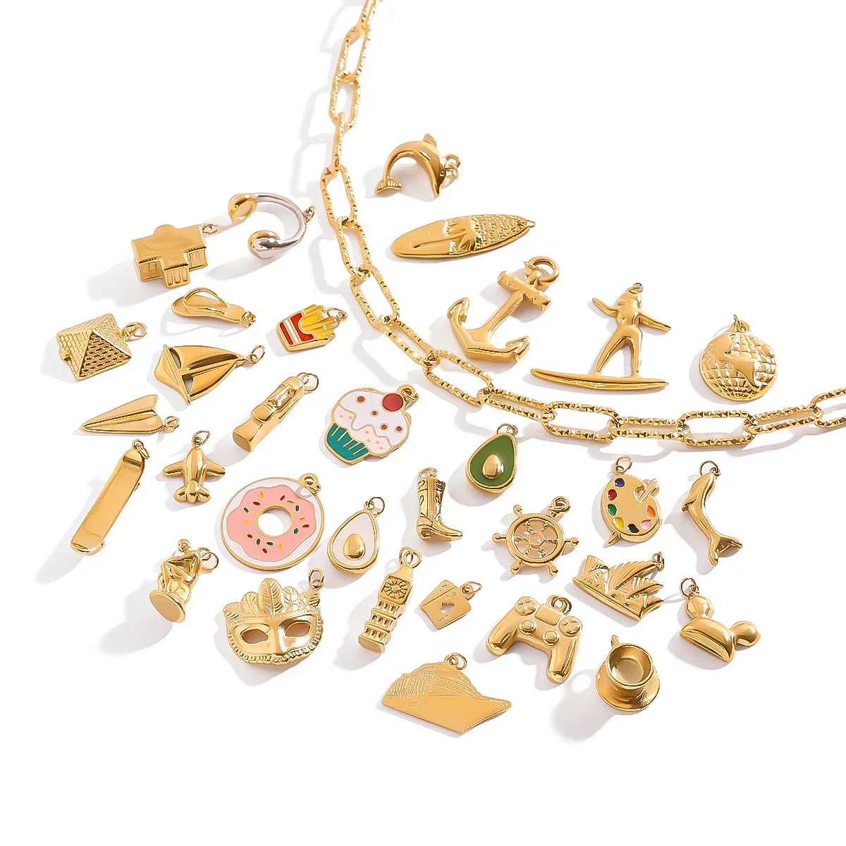 Basic Vacation Simple Style Geometric Underwater World Starfish 316 Stainless Steel  Multi Charms Bracelet Multi Charms Necklace Bikini Pendants display picture 14