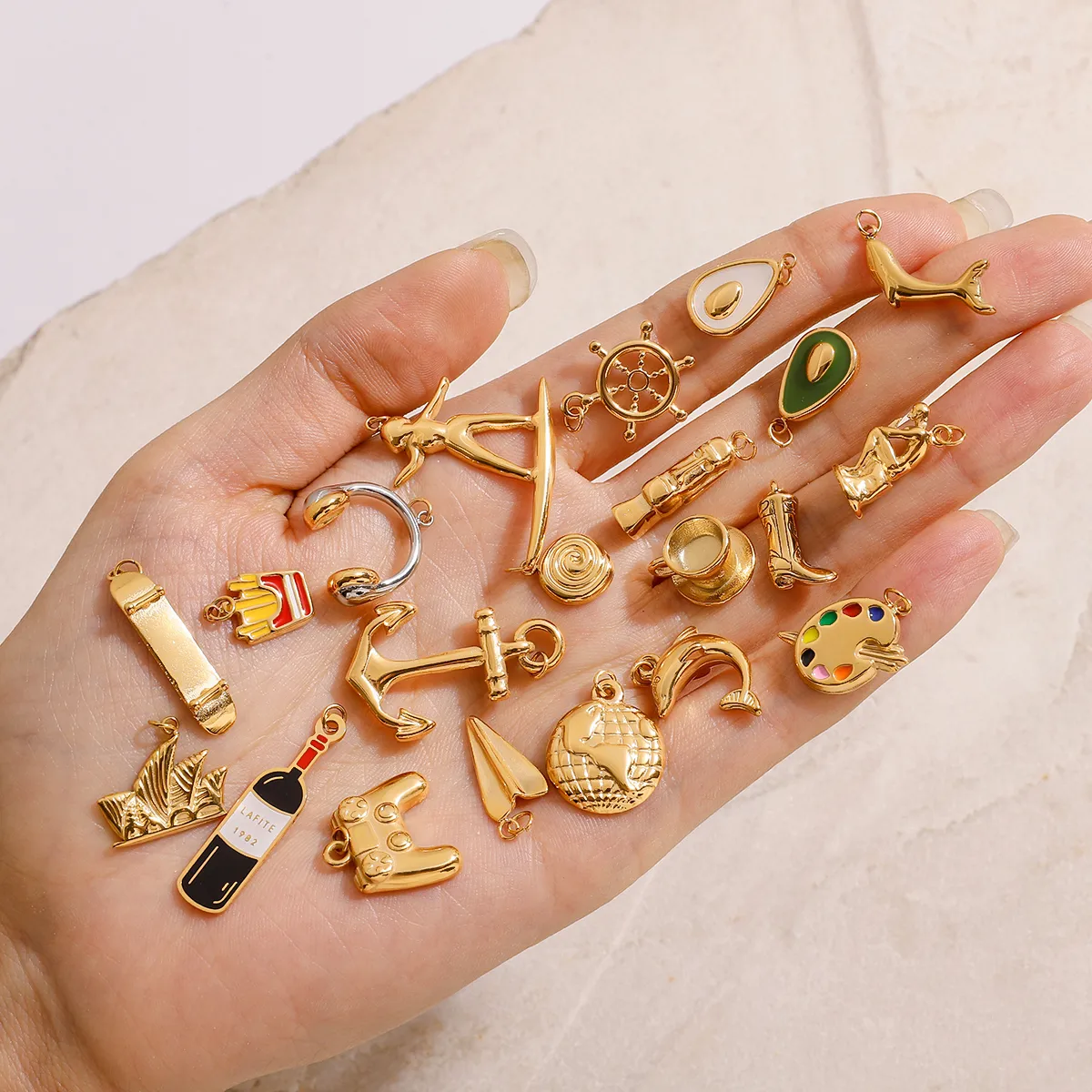 Basic Vacation Simple Style Geometric Underwater World Starfish 316 Stainless Steel  Multi Charms Bracelet Multi Charms Necklace Bikini Pendants display picture 8