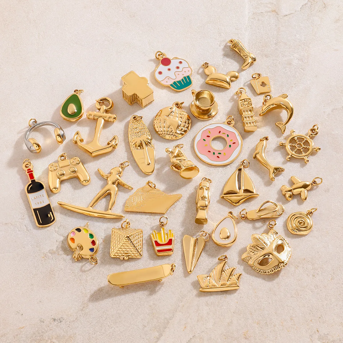 Basic Vacation Simple Style Geometric Underwater World Starfish 316 Stainless Steel  Multi Charms Bracelet Multi Charms Necklace Bikini Pendants display picture 5