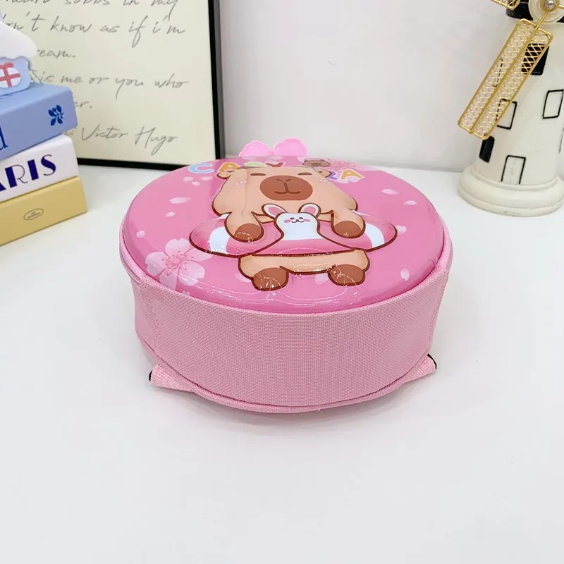 Kid'S PVC Nylon Cartoon Capybara Cute Round Zipper Functional Backpack display picture 2
