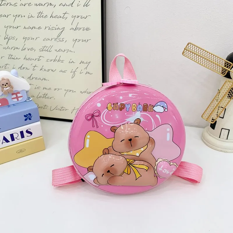 Kid'S PVC Nylon Cartoon Capybara Cute Round Zipper Functional Backpack display picture 8