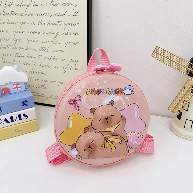 Kid'S PVC Nylon Cartoon Capybara Cute Round Zipper Functional Backpack display picture 29