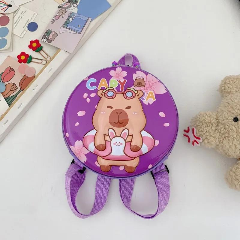 Kid'S PVC Nylon Cartoon Capybara Cute Round Zipper Functional Backpack display picture 32