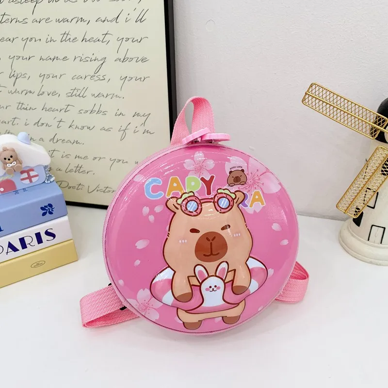 Kid'S PVC Nylon Cartoon Capybara Cute Round Zipper Functional Backpack display picture 27