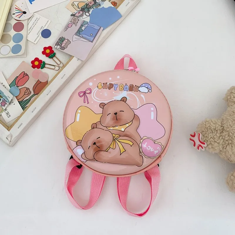 Kid'S PVC Nylon Cartoon Capybara Cute Round Zipper Functional Backpack display picture 11