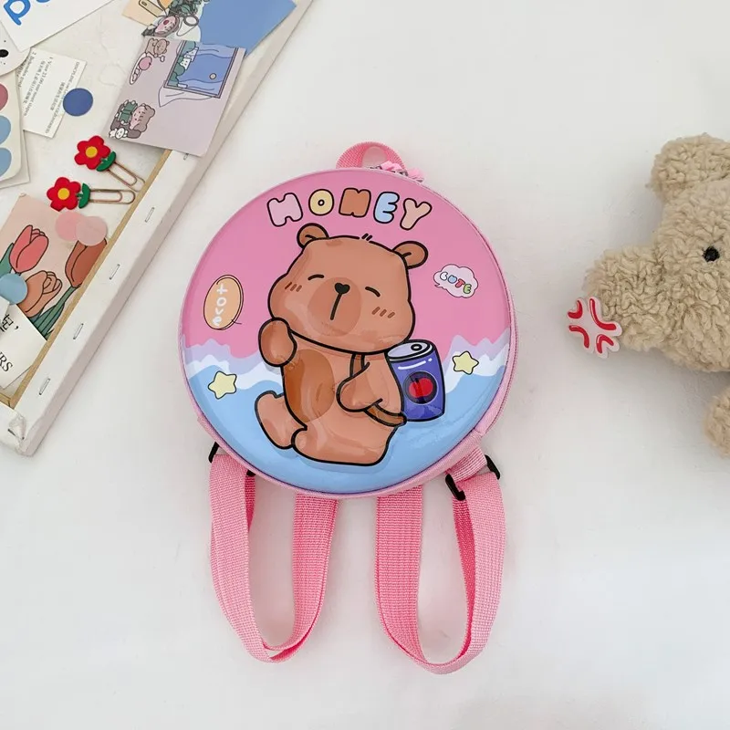 Kid'S PVC Nylon Cartoon Capybara Cute Round Zipper Functional Backpack display picture 24