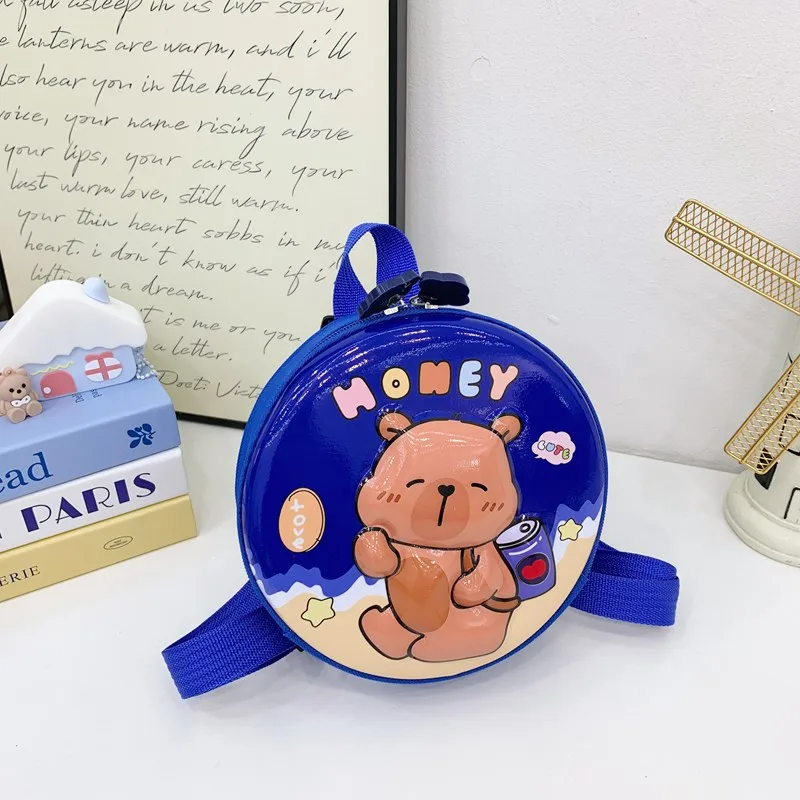Kid'S PVC Nylon Cartoon Capybara Cute Round Zipper Functional Backpack display picture 17