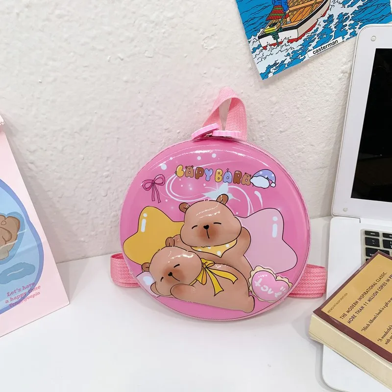 Kid'S PVC Nylon Cartoon Capybara Cute Round Zipper Functional Backpack display picture 21